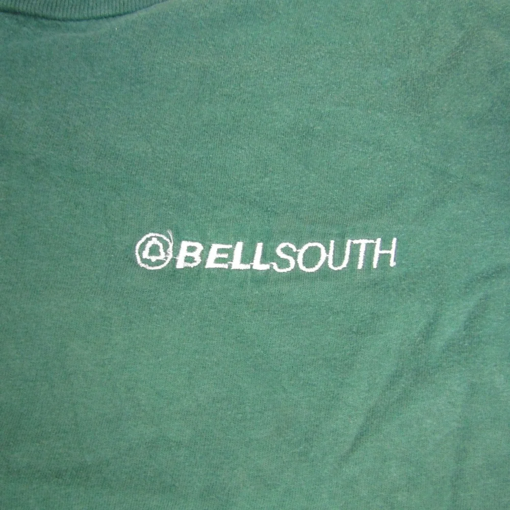 Vintage BellSouth Shirt Mens 3XL Green Hanes Beefy-T Embroidered Logo‎ 90s USA